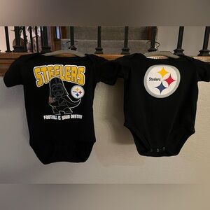 2 NFL Steelers Black Baby Onesies